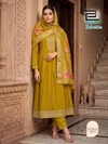 Zubeida By Blue Hills Mal Chanderi Anarkali Kurti With Bottom Dupatta 